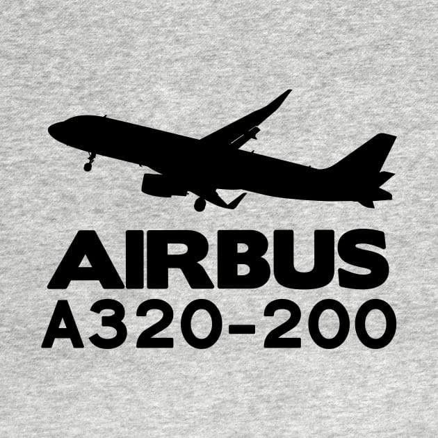 Airbus A320-200 Silhouette Print (Black) by TheArtofFlying